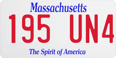 MA license plate 195UN4