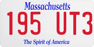 MA license plate 195UT3
