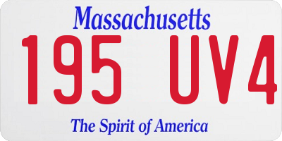 MA license plate 195UV4