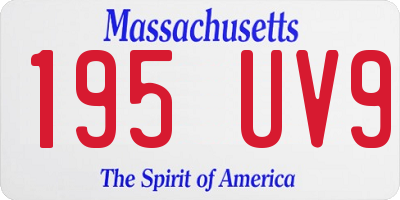 MA license plate 195UV9