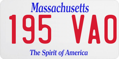 MA license plate 195VA0