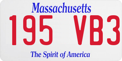 MA license plate 195VB3