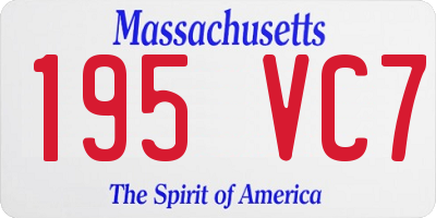 MA license plate 195VC7