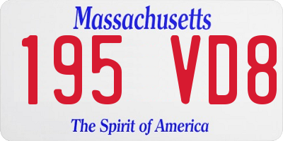 MA license plate 195VD8
