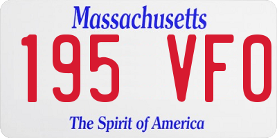 MA license plate 195VF0