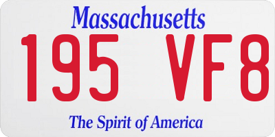 MA license plate 195VF8
