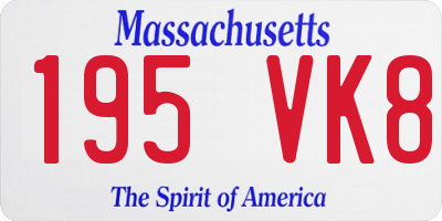 MA license plate 195VK8