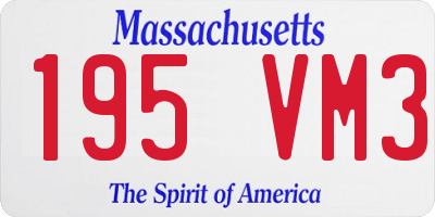 MA license plate 195VM3