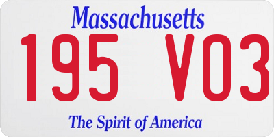 MA license plate 195VO3