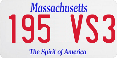 MA license plate 195VS3