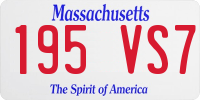 MA license plate 195VS7
