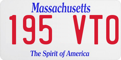 MA license plate 195VT0