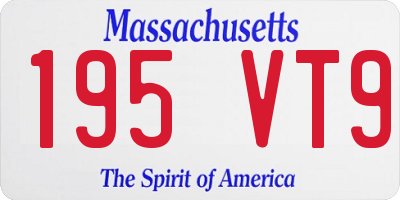 MA license plate 195VT9