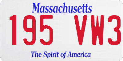 MA license plate 195VW3