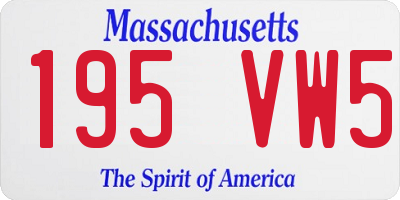 MA license plate 195VW5