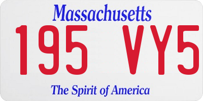 MA license plate 195VY5