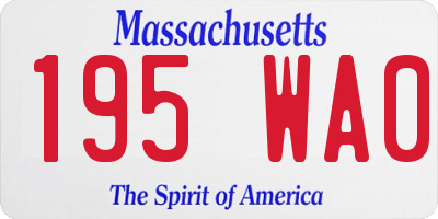 MA license plate 195WA0