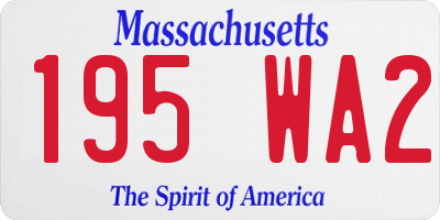 MA license plate 195WA2