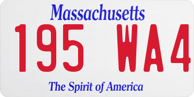MA license plate 195WA4