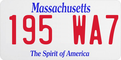 MA license plate 195WA7