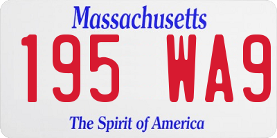 MA license plate 195WA9