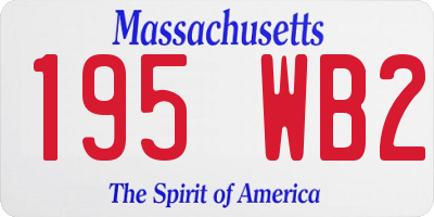 MA license plate 195WB2