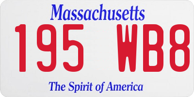 MA license plate 195WB8