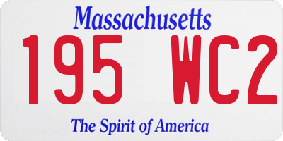 MA license plate 195WC2