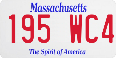 MA license plate 195WC4