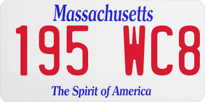 MA license plate 195WC8