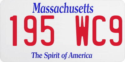 MA license plate 195WC9