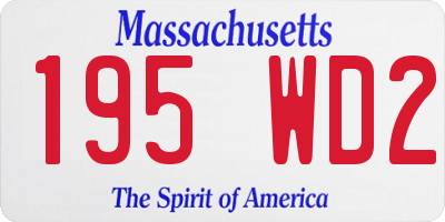 MA license plate 195WD2