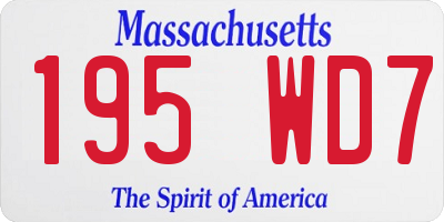 MA license plate 195WD7