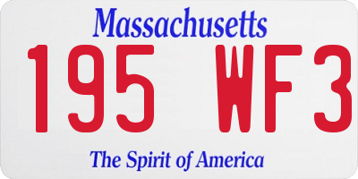 MA license plate 195WF3
