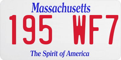 MA license plate 195WF7