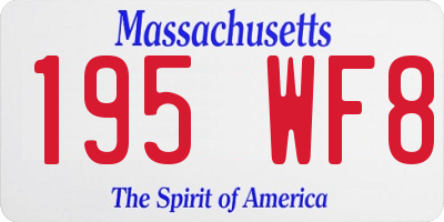 MA license plate 195WF8