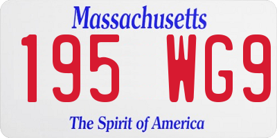 MA license plate 195WG9