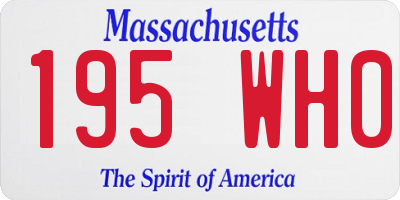 MA license plate 195WH0