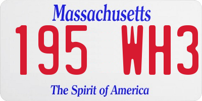 MA license plate 195WH3