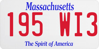 MA license plate 195WI3