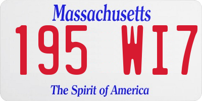 MA license plate 195WI7