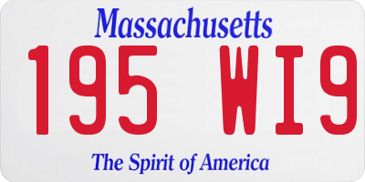 MA license plate 195WI9