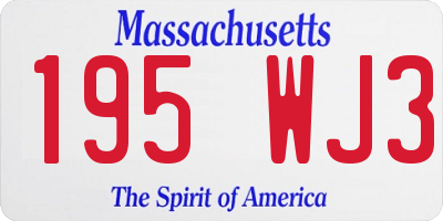 MA license plate 195WJ3
