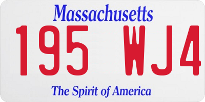 MA license plate 195WJ4