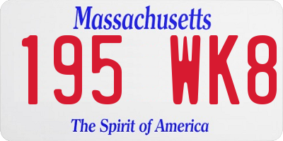MA license plate 195WK8