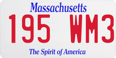 MA license plate 195WM3