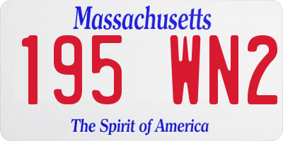 MA license plate 195WN2
