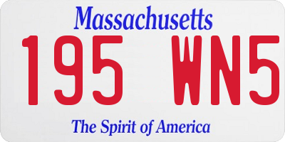 MA license plate 195WN5