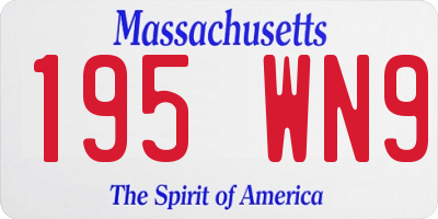 MA license plate 195WN9
