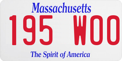 MA license plate 195WO0